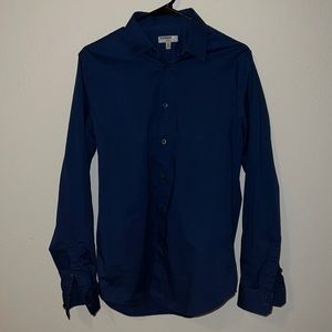 Express, Medium, Navy Blue, Button Down Long Sleeve Shirt